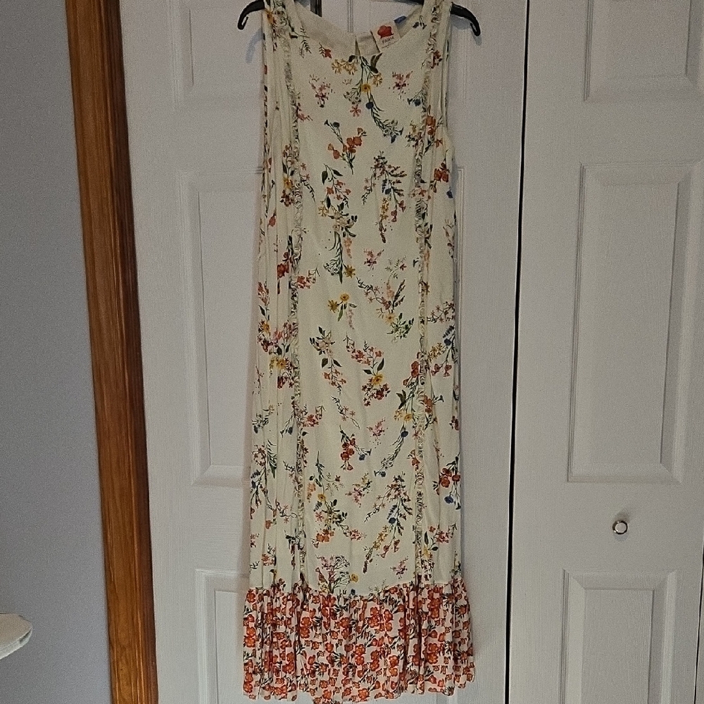 Floral Sleeveless Maxi Dress - Cream and Red